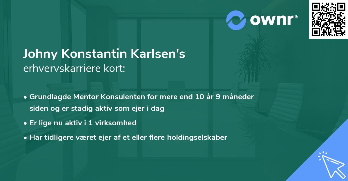 Johny Konstantin Karlsen's erhvervskarriere kort