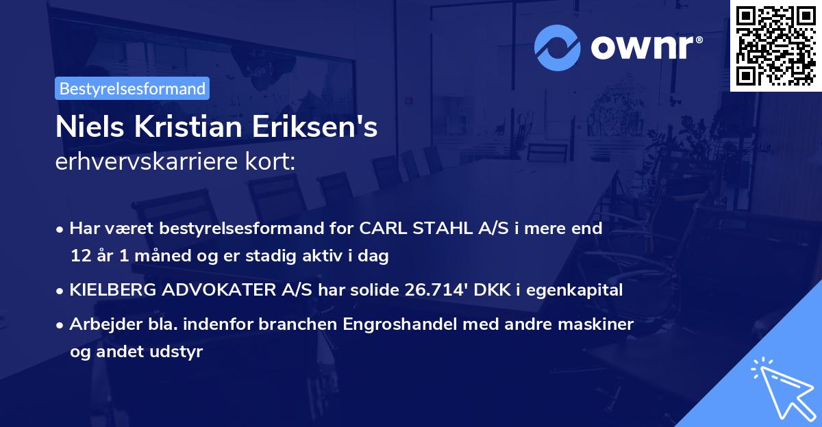 Niels Kristian Eriksen's erhvervskarriere kort