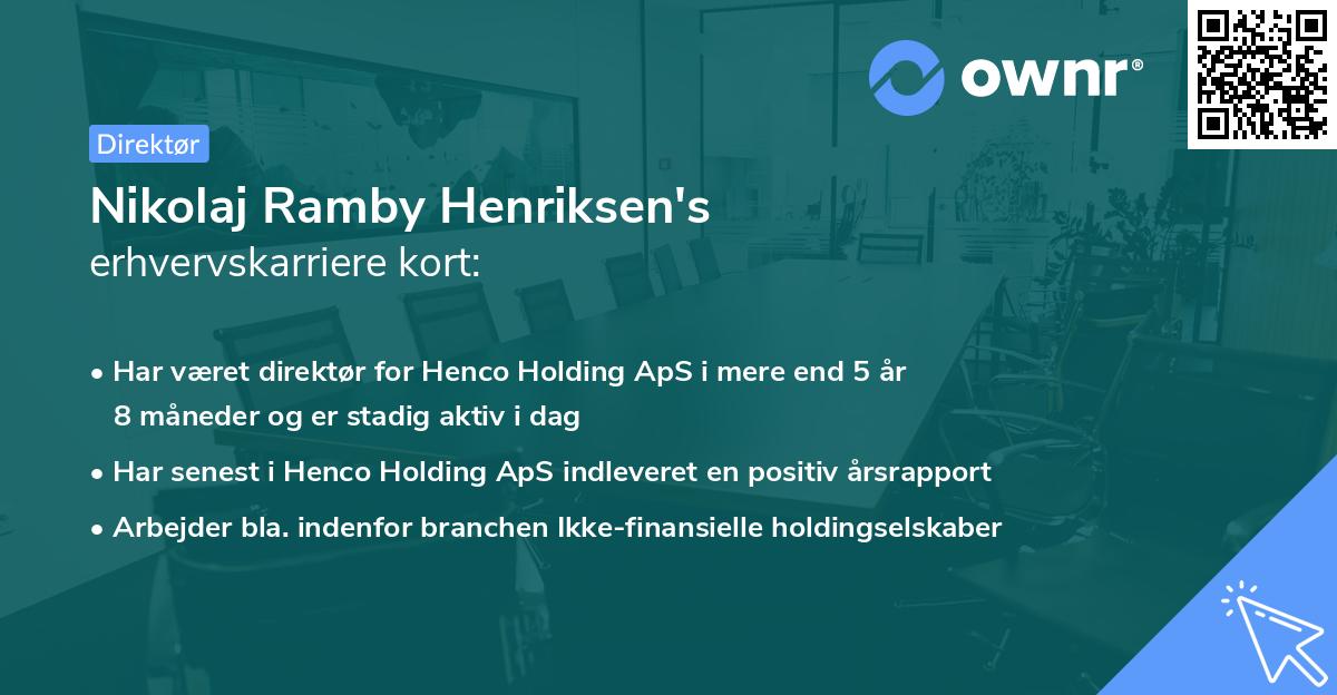 Nikolaj Ramby Henriksen's erhvervskarriere kort