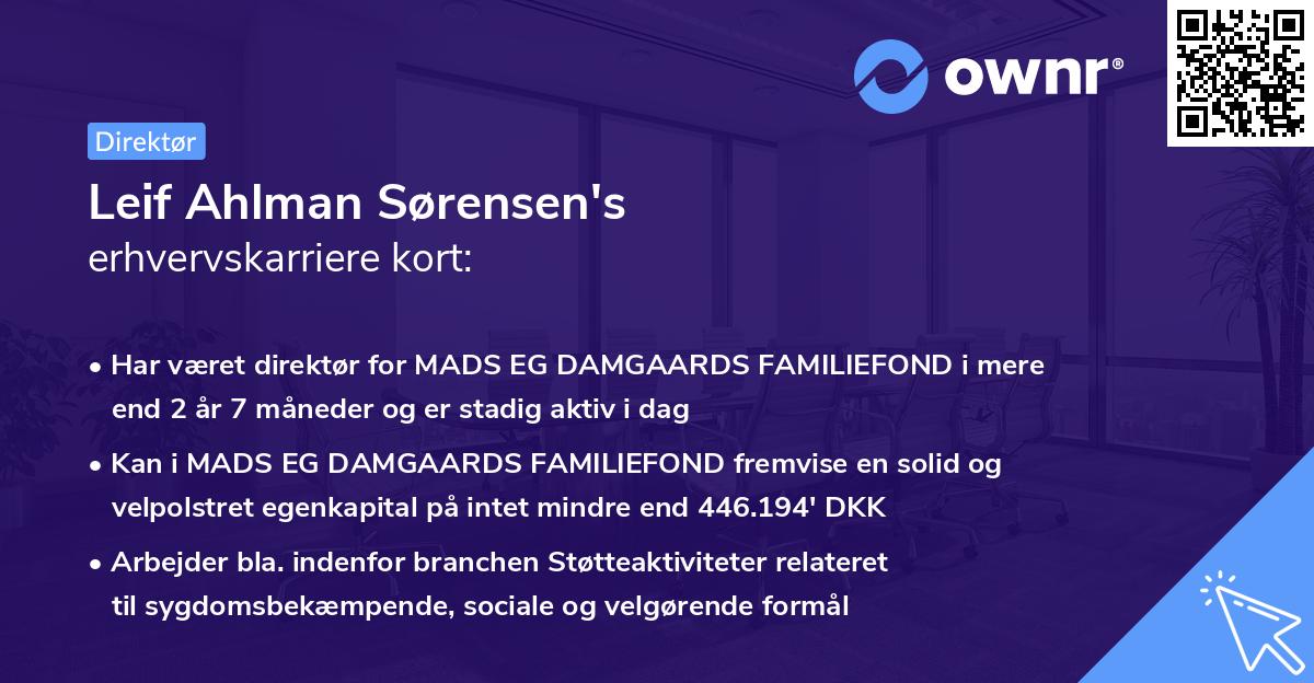 Leif Ahlman Sørensen's erhvervskarriere kort
