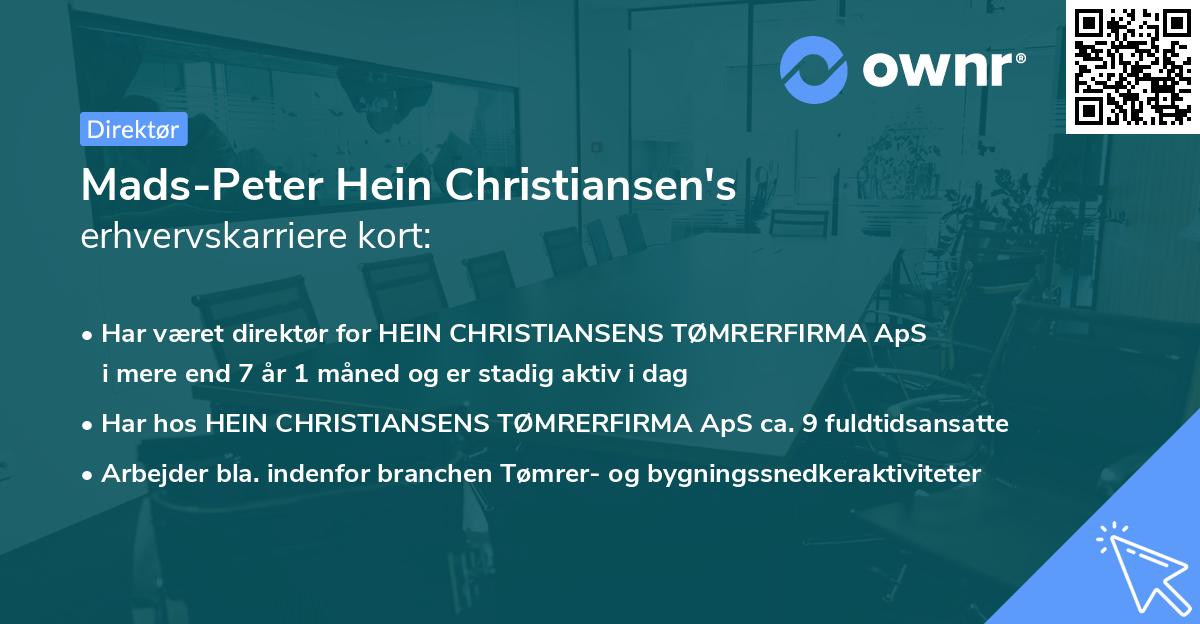 Mads-Peter Hein Christiansen's erhvervskarriere kort