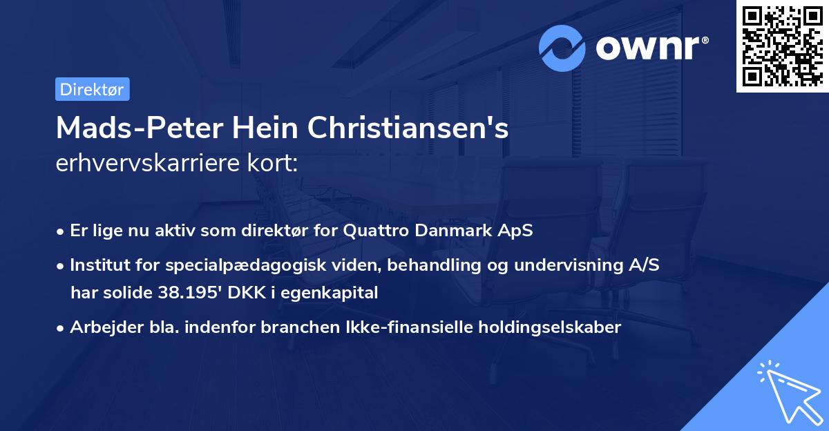 Mads-Peter Hein Christiansen's erhvervskarriere kort