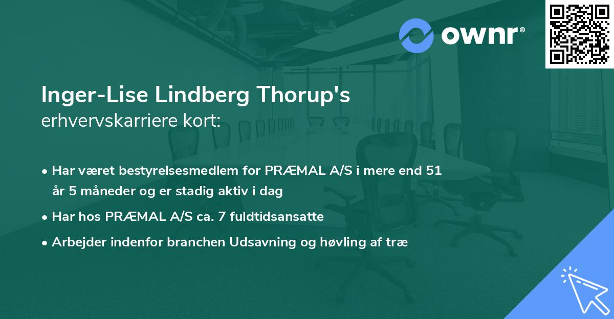 Inger-Lise Lindberg Thorup's erhvervskarriere kort