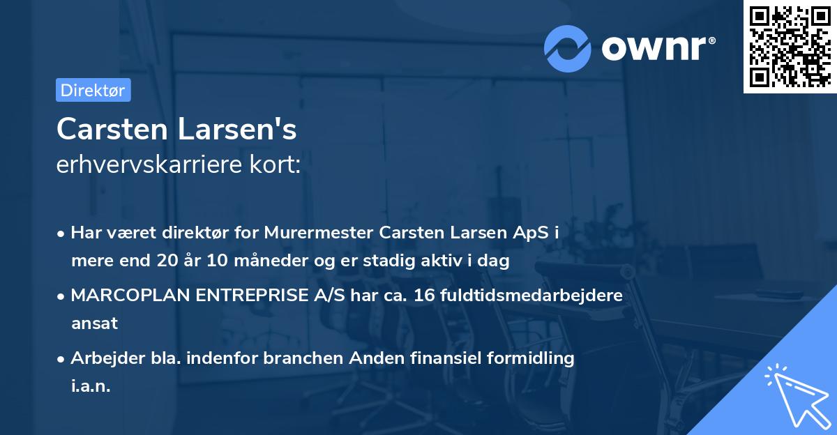 Carsten Larsen's erhvervskarriere kort