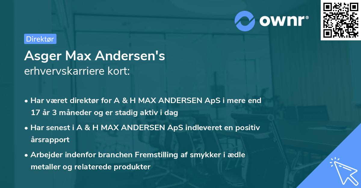 Asger Max Andersen's erhvervskarriere kort