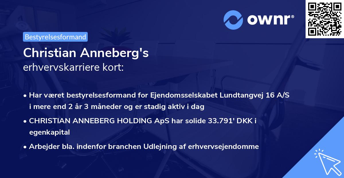 Christian Anneberg's erhvervskarriere kort