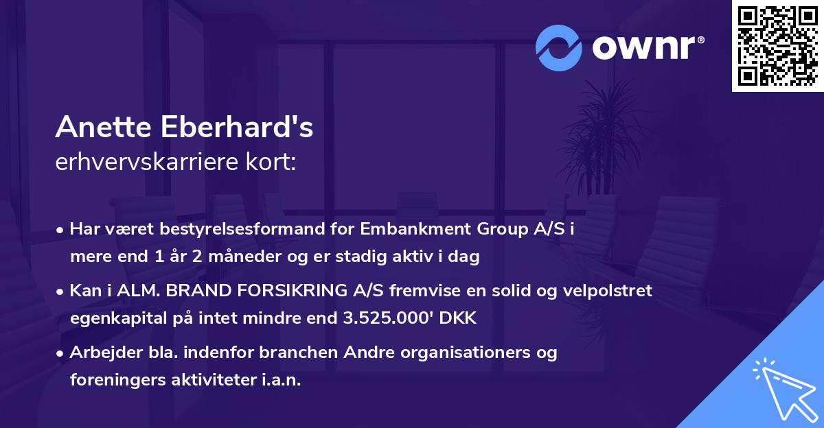 Anette Eberhard's erhvervskarriere kort