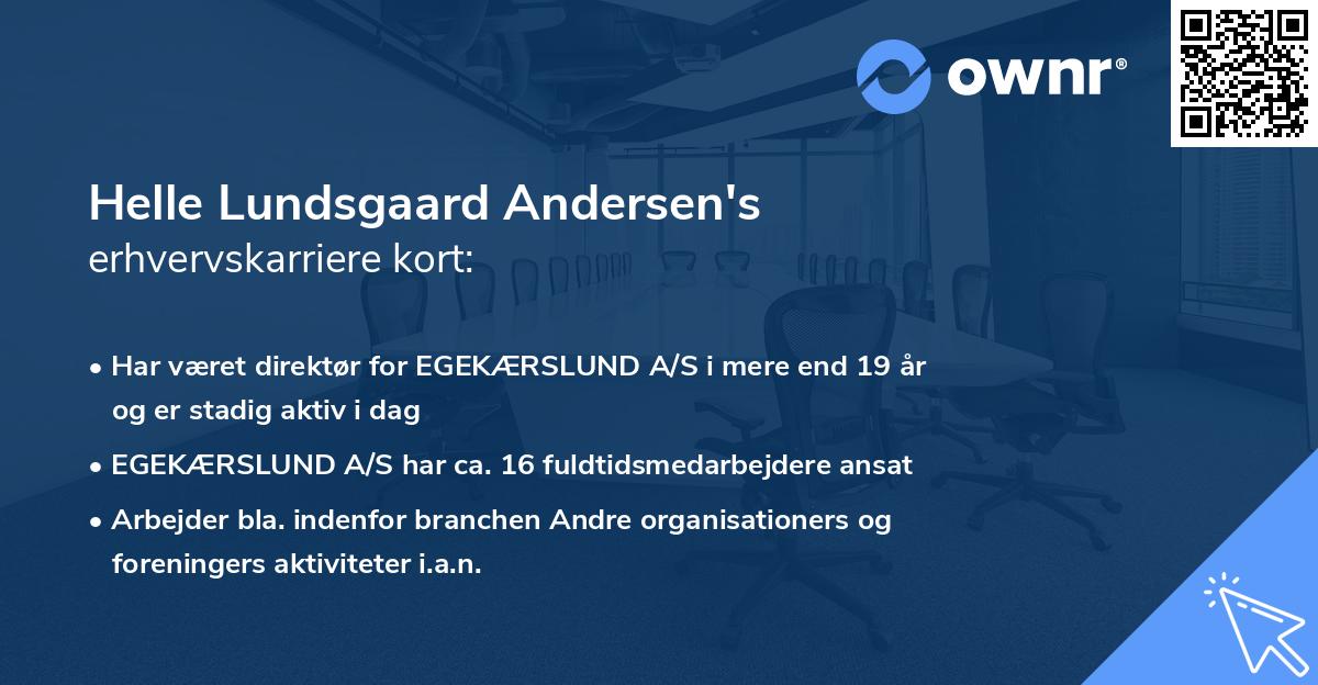 Helle Lundsgaard Andersen's erhvervskarriere kort
