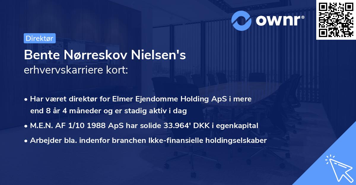 Bente Nørreskov Nielsen's erhvervskarriere kort