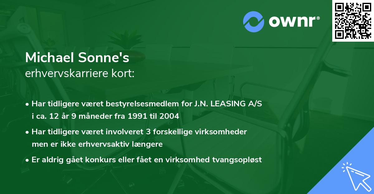 Michael Sonne's erhvervskarriere kort