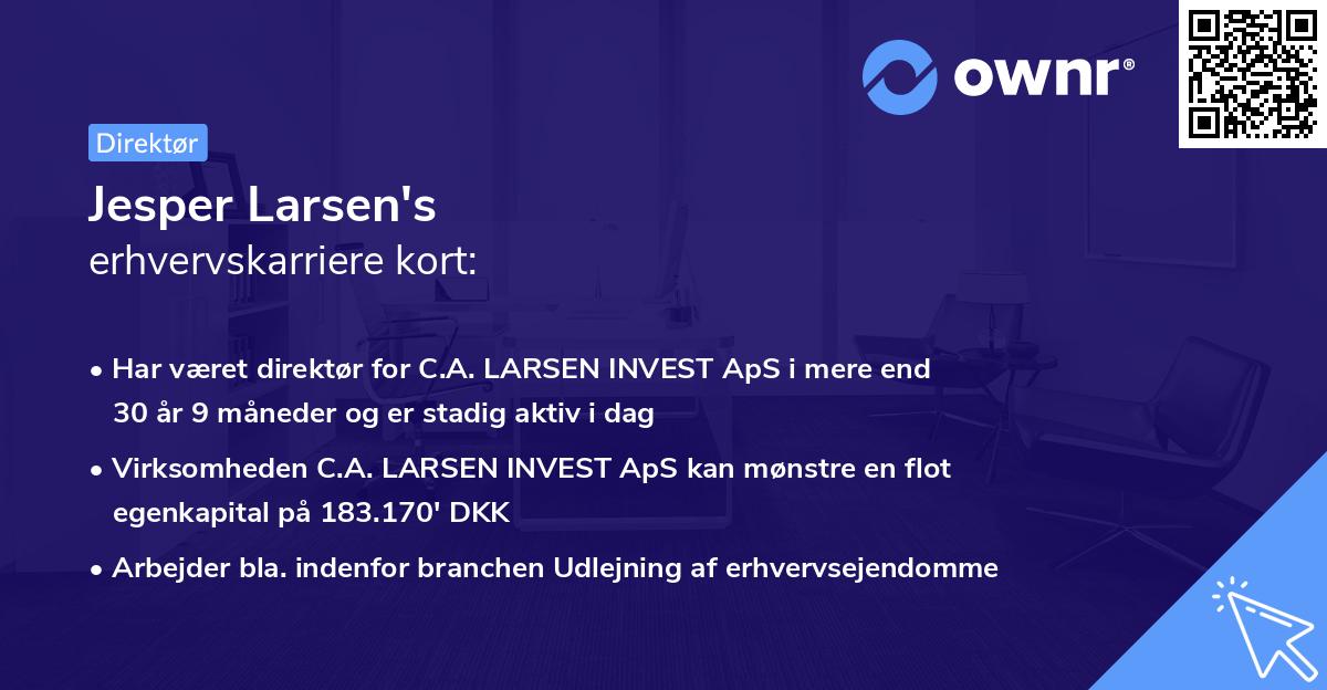 Jesper Larsen's erhvervskarriere kort