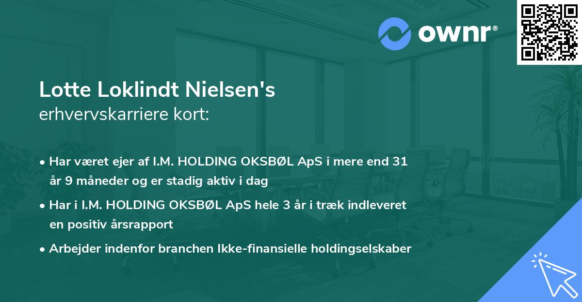 Lotte Loklindt Nielsen's erhvervskarriere kort