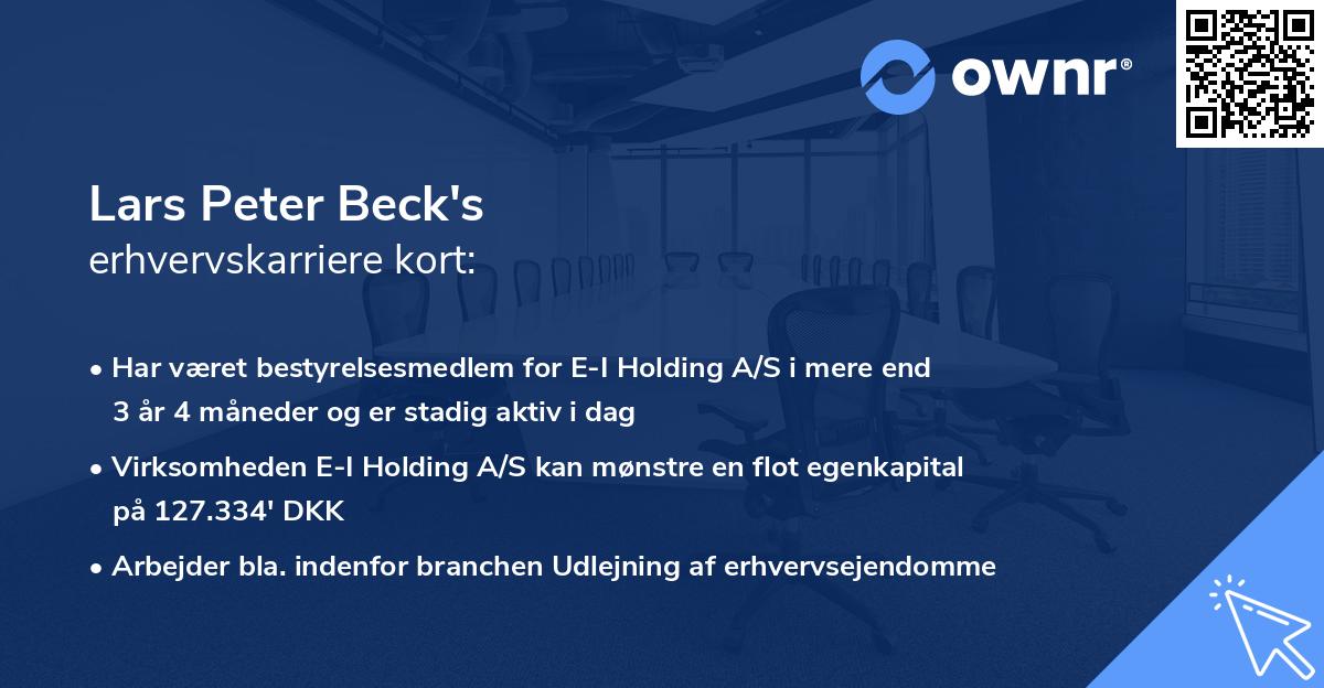 Lars Peter Beck's erhvervskarriere kort
