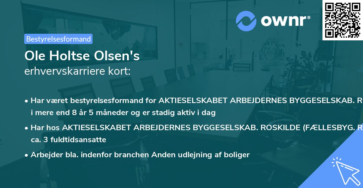 Ole Holtse Olsen's erhvervskarriere kort