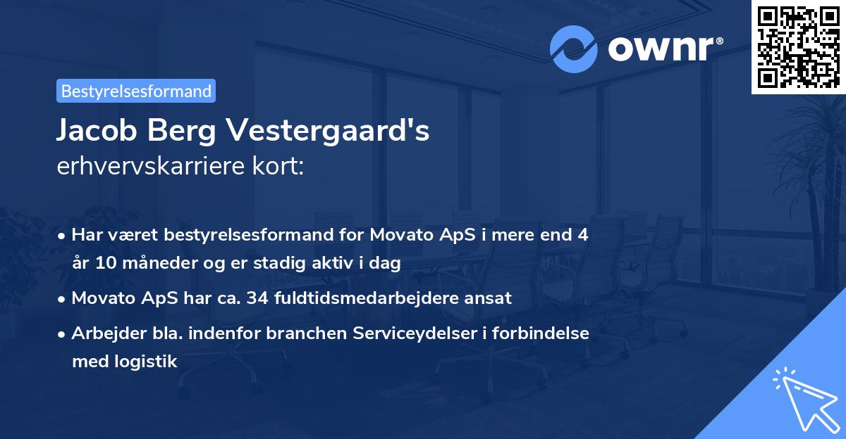 Jacob Berg Vestergaard's erhvervskarriere kort