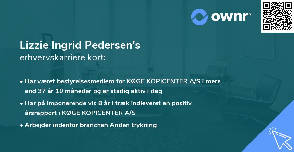 Lizzie Ingrid Pedersen's erhvervskarriere kort