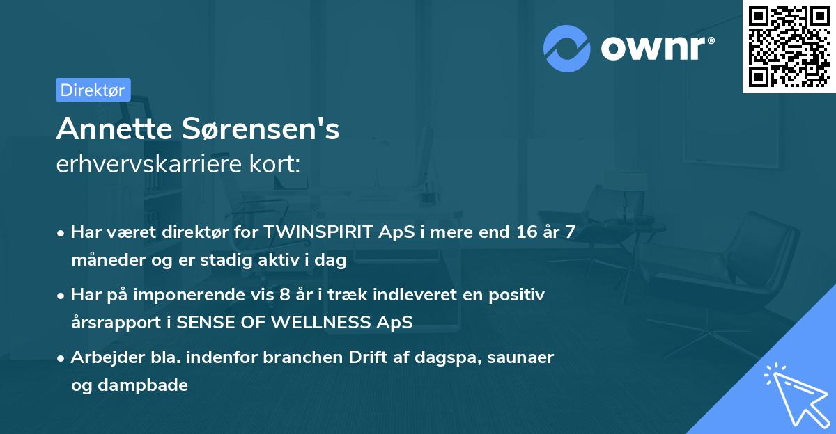 Annette Sørensen's erhvervskarriere kort