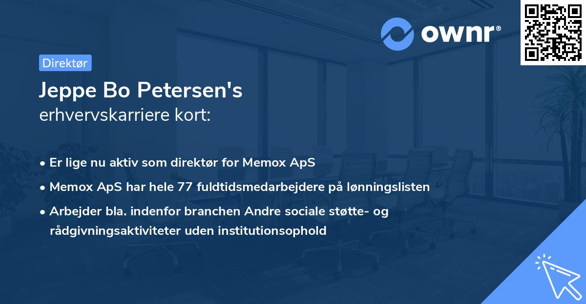 Jeppe Bo Petersen's erhvervskarriere kort
