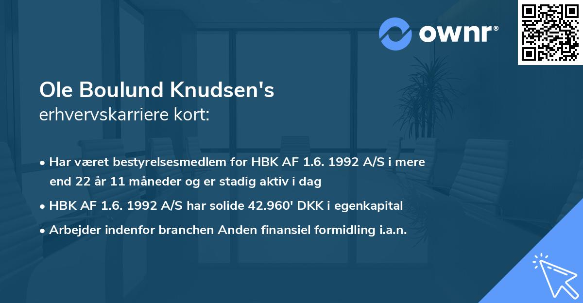 Ole Boulund Knudsen's erhvervskarriere kort