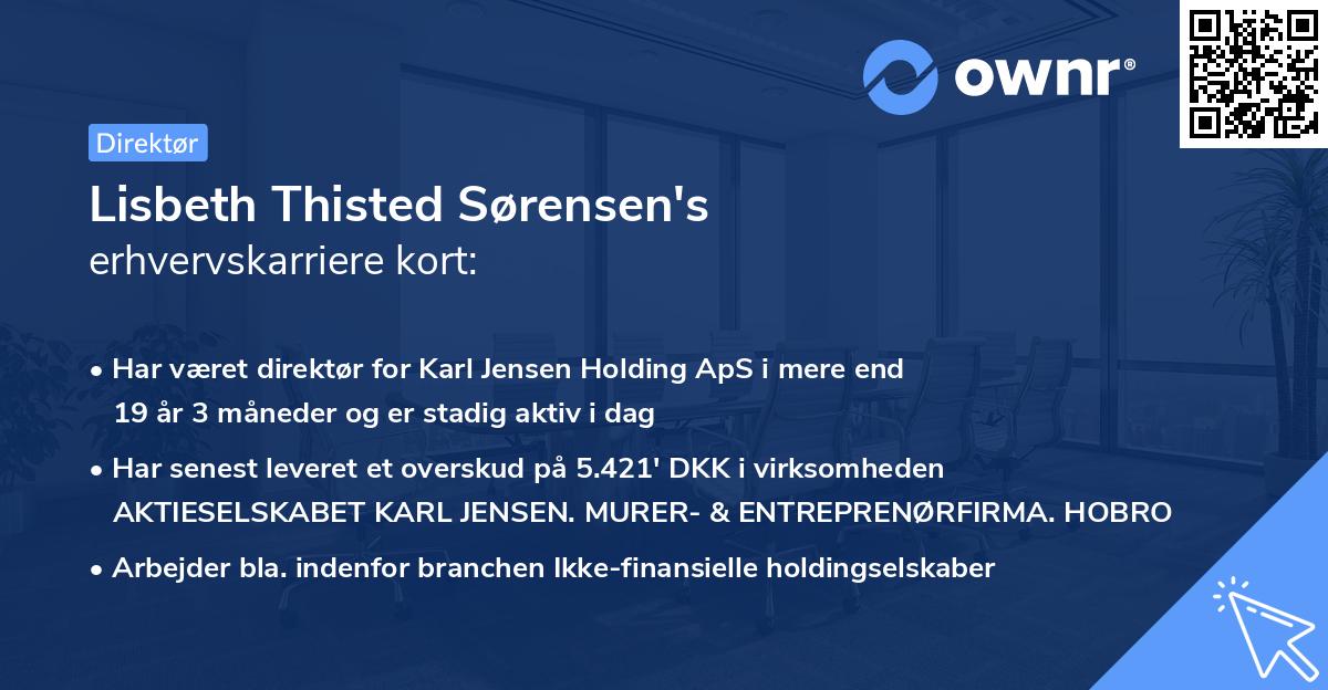 Lisbeth Thisted Sørensen's erhvervskarriere kort