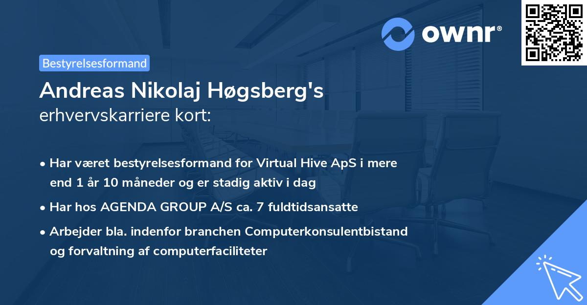 Andreas Nikolaj Høgsberg's erhvervskarriere kort