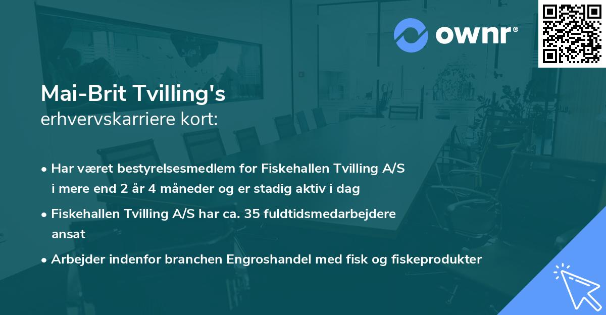 Mai-Brit Tvilling's erhvervskarriere kort