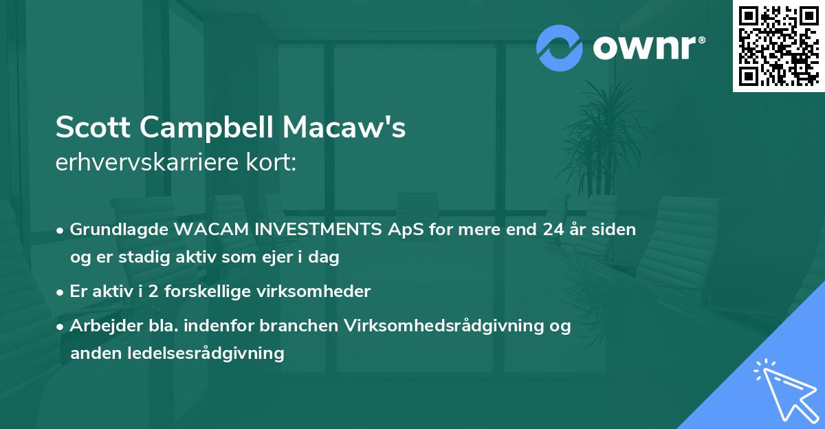 Scott Campbell Macaw's erhvervskarriere kort