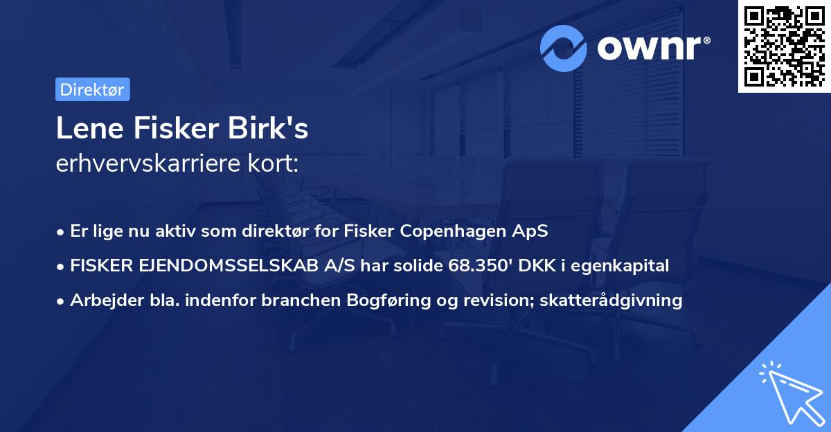 Lene Fisker Birk's erhvervskarriere kort