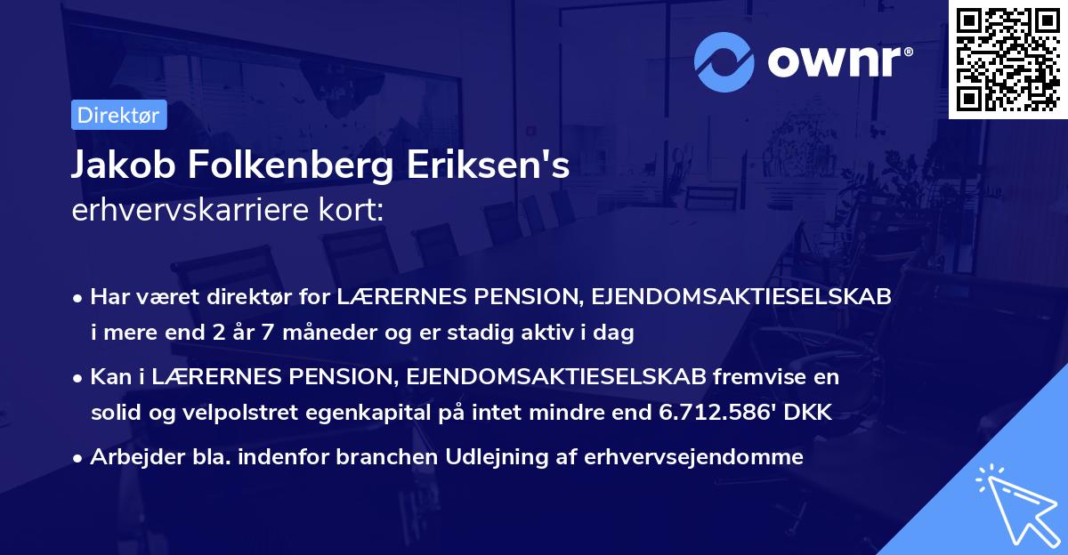 Jakob Folkenberg Eriksen's erhvervskarriere kort
