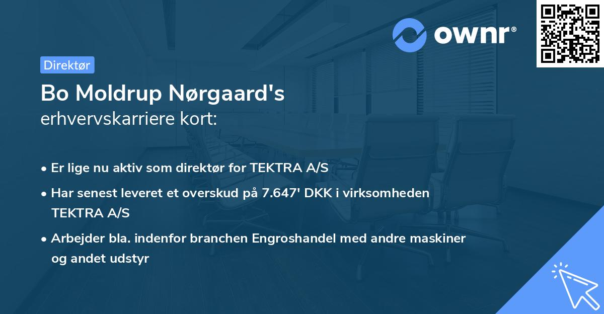 Bo Moldrup Nørgaard's erhvervskarriere kort