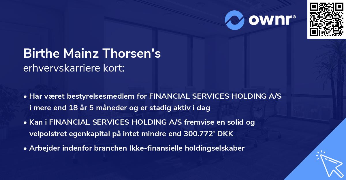 Birthe Mainz Thorsen's erhvervskarriere kort