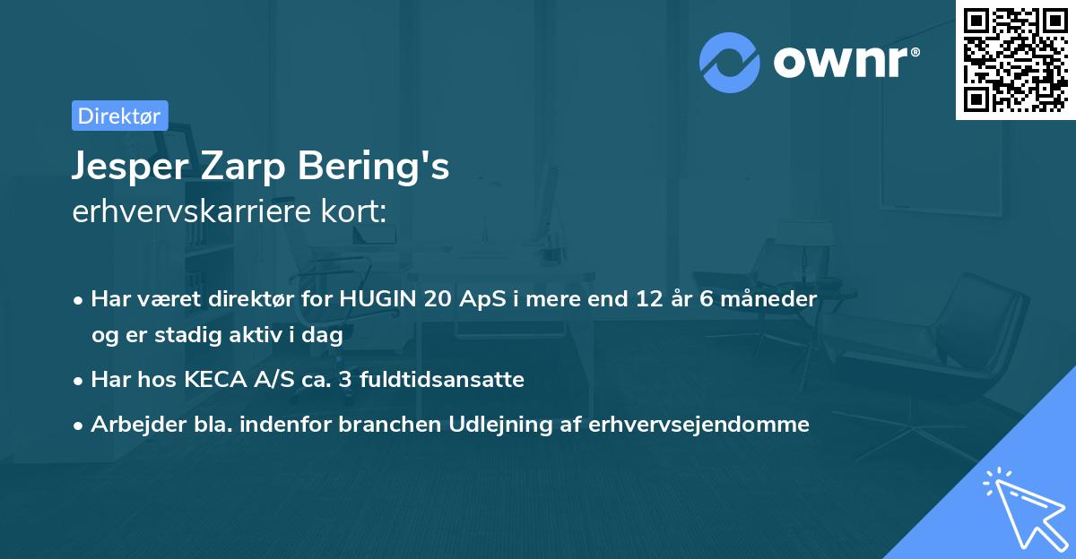 Jesper Zarp Bering's erhvervskarriere kort