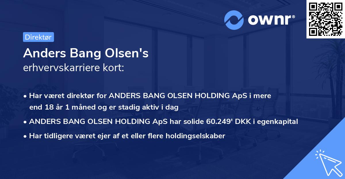 Anders Bang Olsen's erhvervskarriere kort