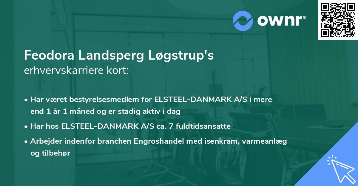 Feodora Landsperg Løgstrup's erhvervskarriere kort
