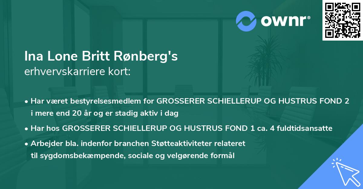 Ina Lone Britt Rønberg's erhvervskarriere kort