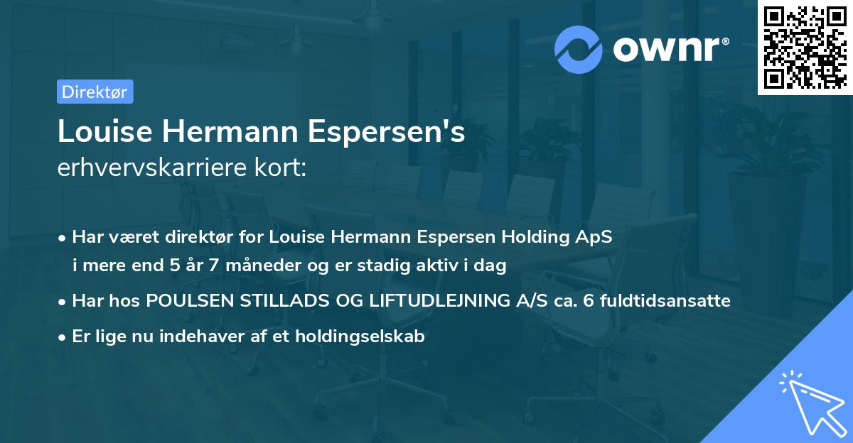 Louise Hermann Espersen's erhvervskarriere kort