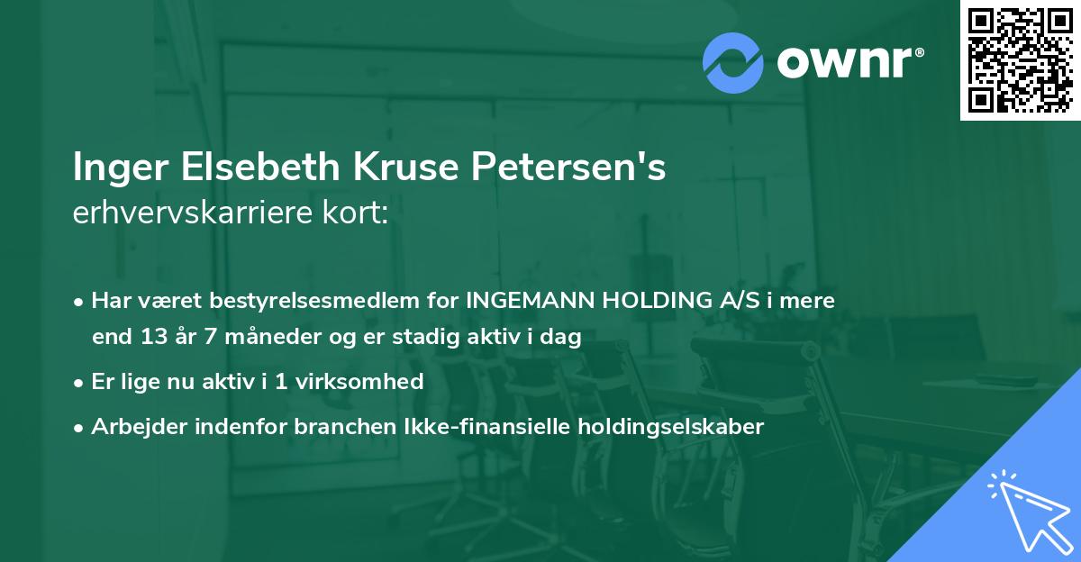 Inger Elsebeth Kruse Petersen's erhvervskarriere kort