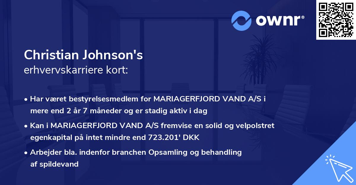 Christian Johnson's erhvervskarriere kort