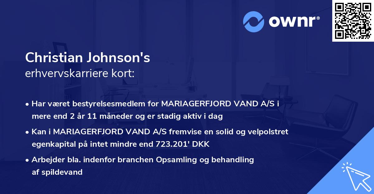 Christian Johnson's erhvervskarriere kort