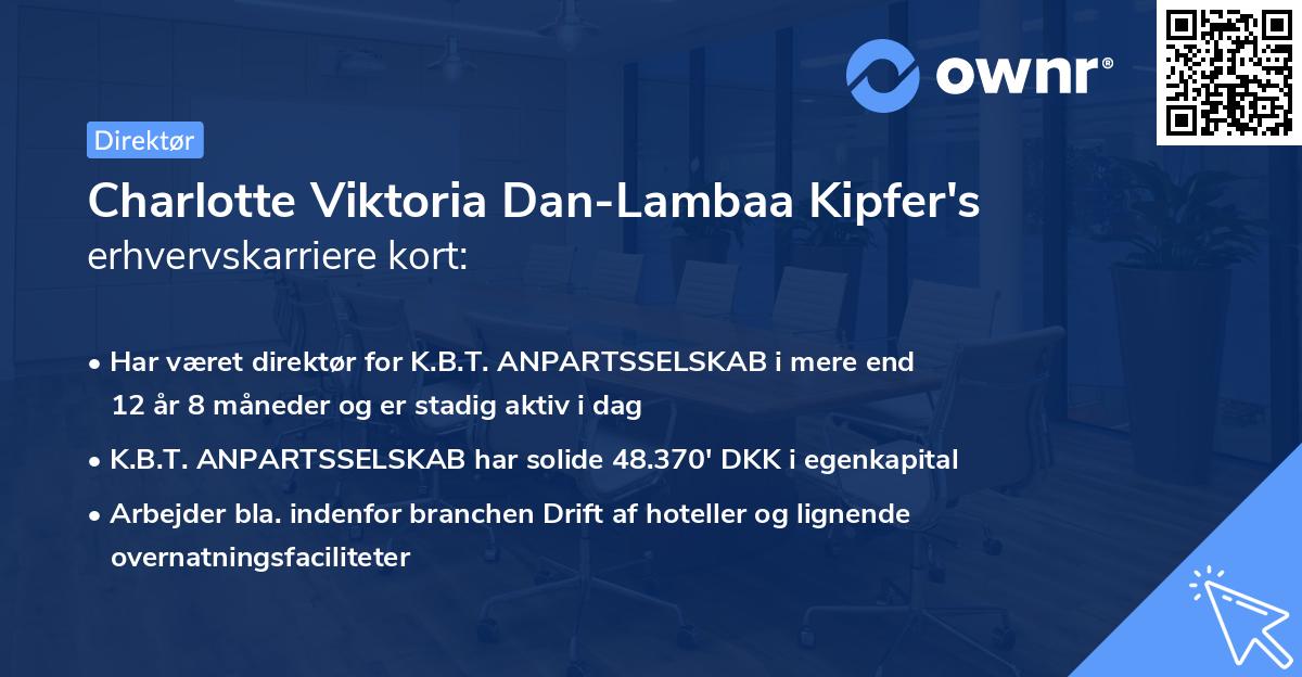 Charlotte Viktoria Dan-Lambaa Kipfer's erhvervskarriere kort