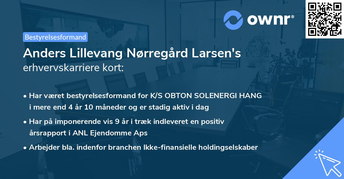 Anders Lillevang Nørregård Larsen's erhvervskarriere kort