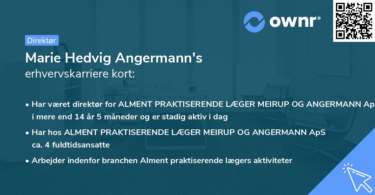 Marie Hedvig Angermann's erhvervskarriere kort