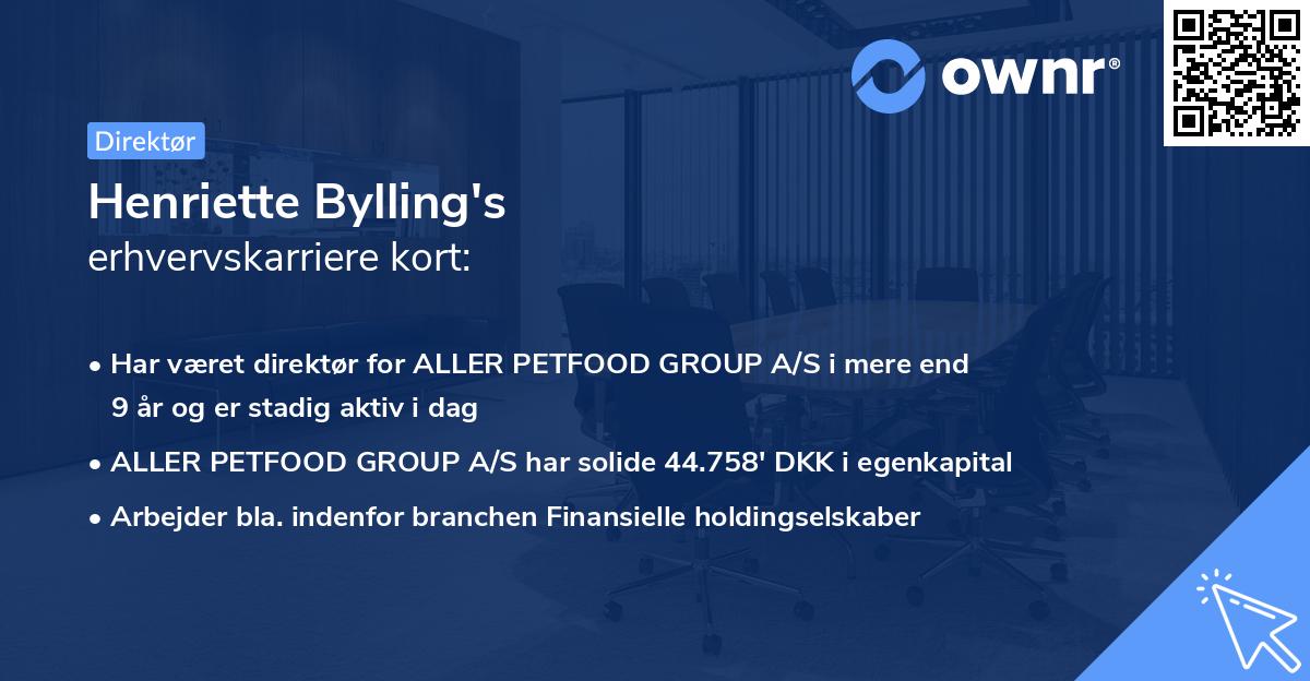 Henriette Bylling's erhvervskarriere kort