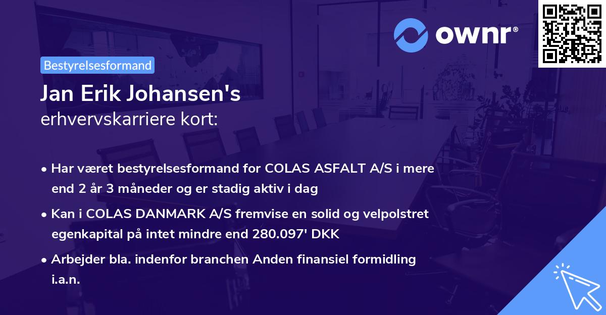Jan Erik Johansen's erhvervskarriere kort