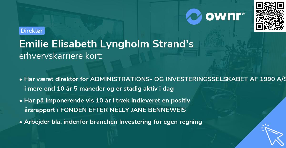 Emilie Elisabeth Lyngholm Strand's erhvervskarriere kort