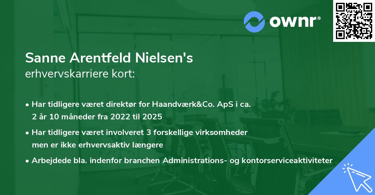 Sanne Arentfeld Nielsen's erhvervskarriere kort