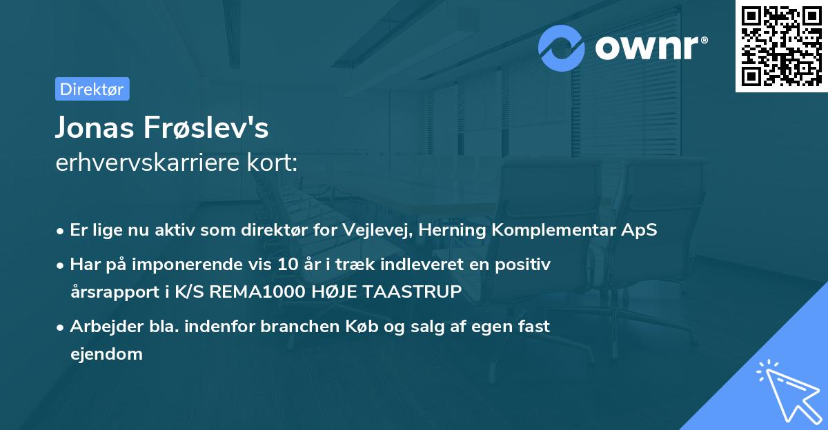 Jonas Frøslev's erhvervskarriere kort