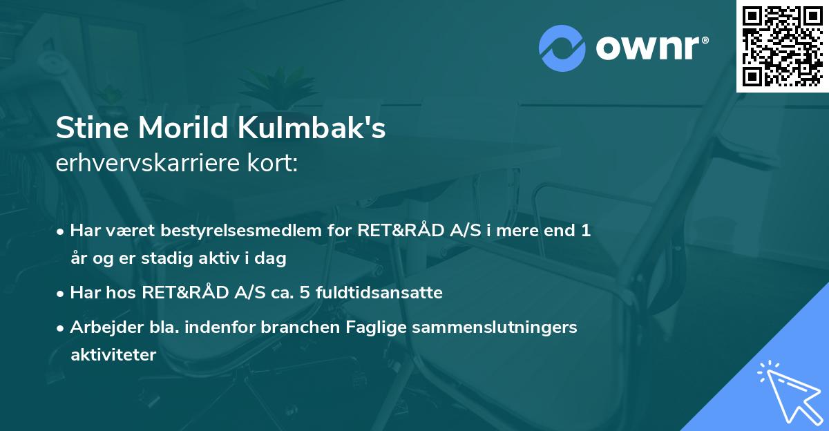 Stine Morild Kulmbak's erhvervskarriere kort