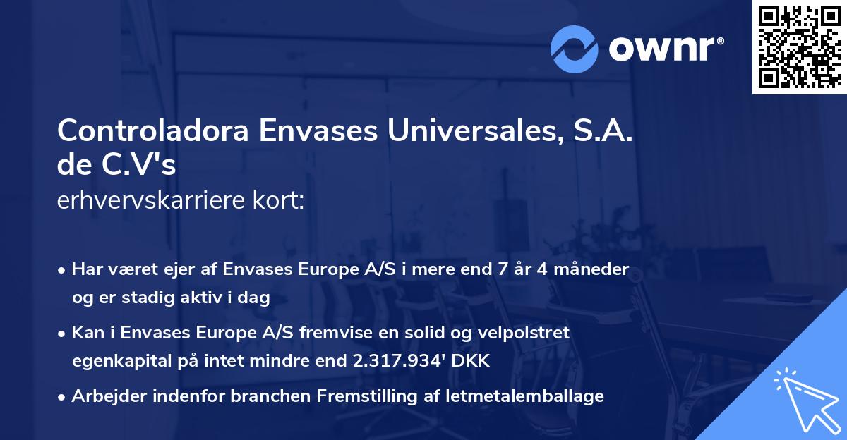 Controladora Envases Universales, S.A. de C.V's erhvervskarriere kort