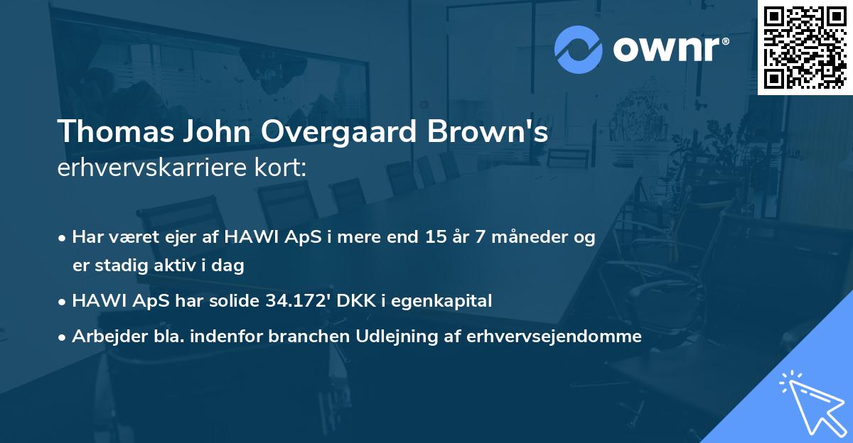 Thomas John Overgaard Brown's erhvervskarriere kort